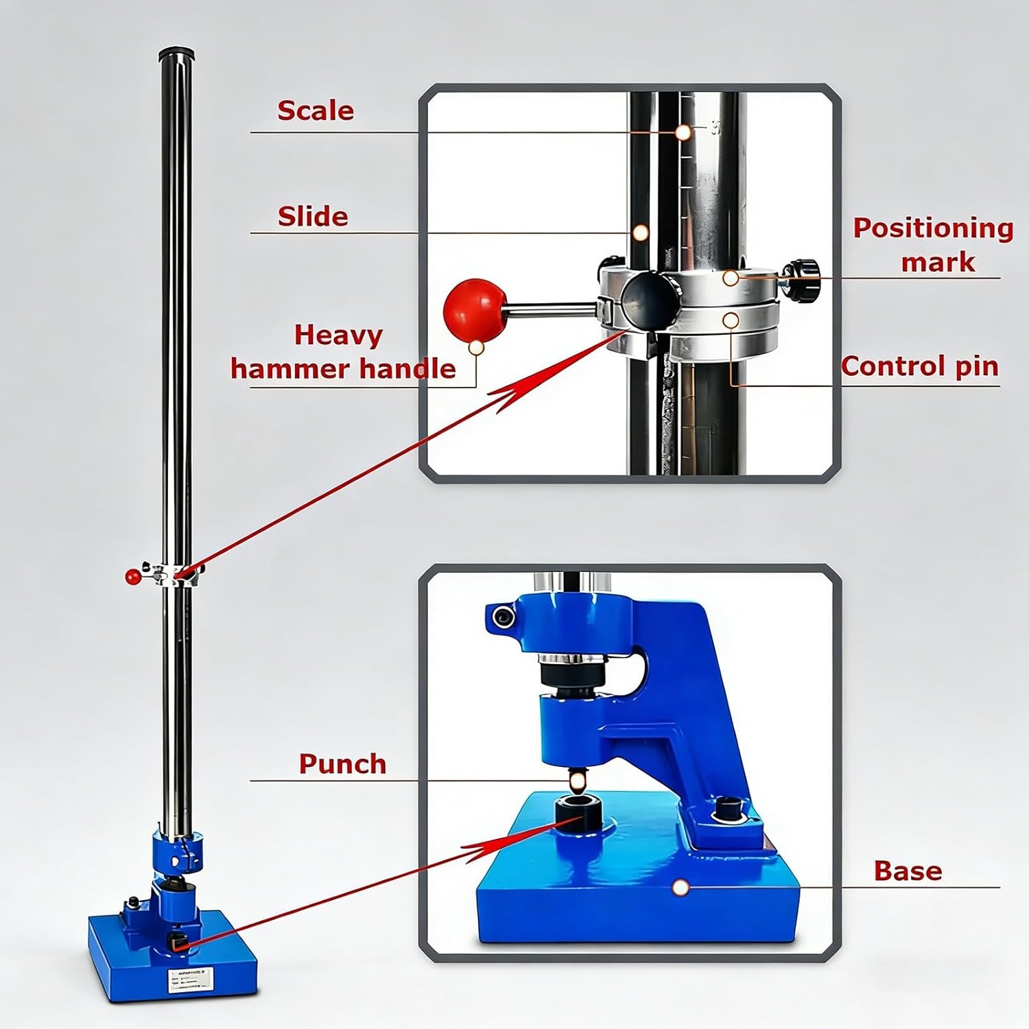 Coating Impact Resistance Tester Machine, Drop Weight Tool for Paint Film Evaluation & Metal Surface Durability, Selectable Height 0.5M/1M/1.2M Measurement for Laboratory Coating Quality Testing