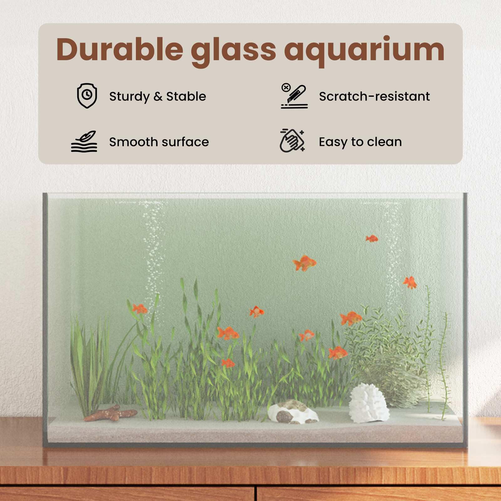 vidaXL Aquarium avec Stockage Transparent 50 x 30 x 30 cm Verre, Vitrine pour Aquarium, réservoir en Verre Moderne, Aquarium panoramique, intérieur extérieur, Espace Simple et sécurisé
