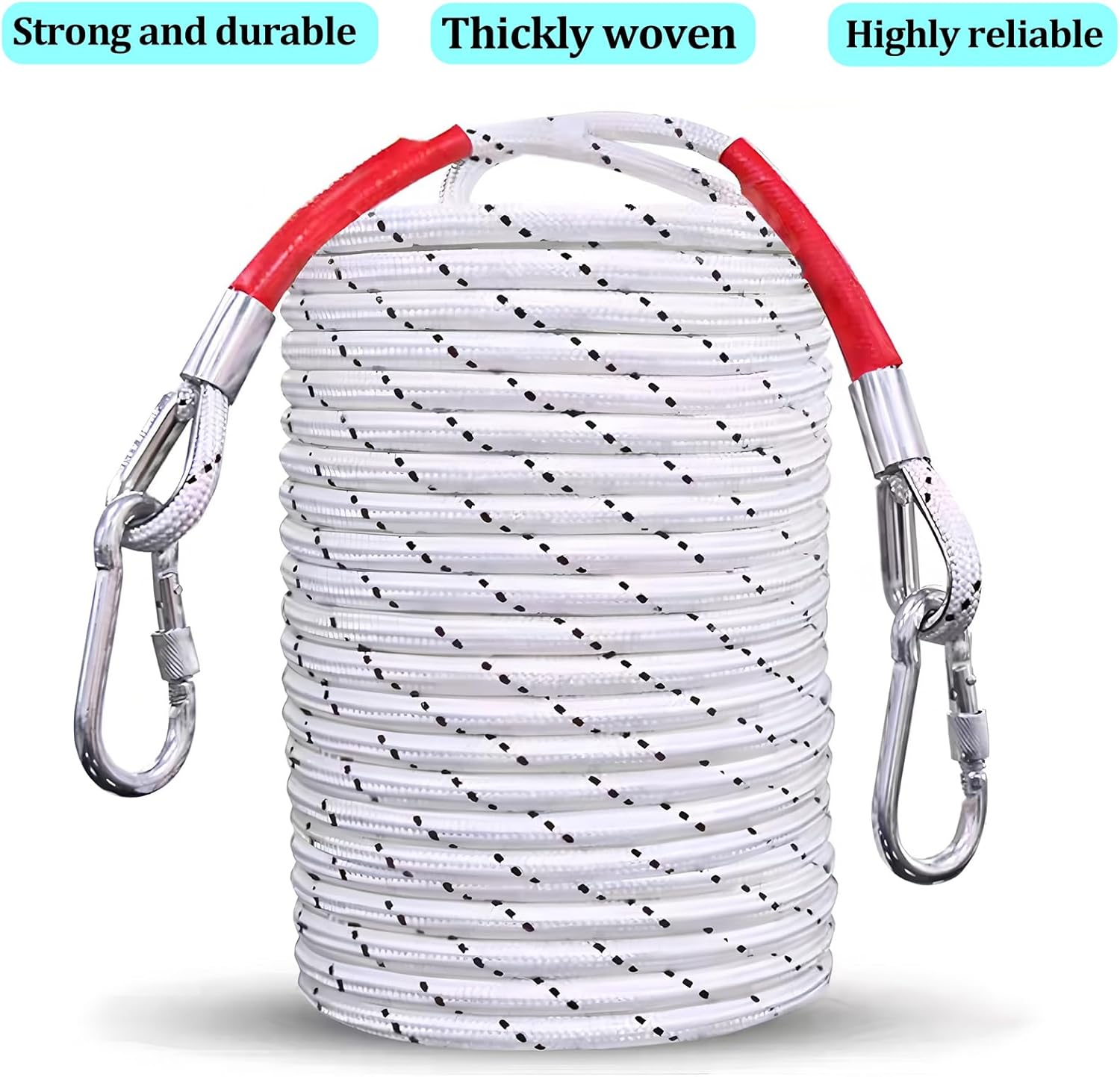 High-Rise Fire Escape Ladder, Escape Descender Emergency Device for 2nd–33rd Floors, Fire Escape Rope Kit with Figure-Eight Descender & O-Shaped Steel Hook for Balcony & Window Use