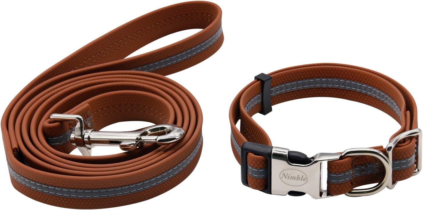 NIMB Waterproof Dog Leash with Collar 5FT Reflective Dog Leashes for Training,Walking Lead for Large Medium Dogs