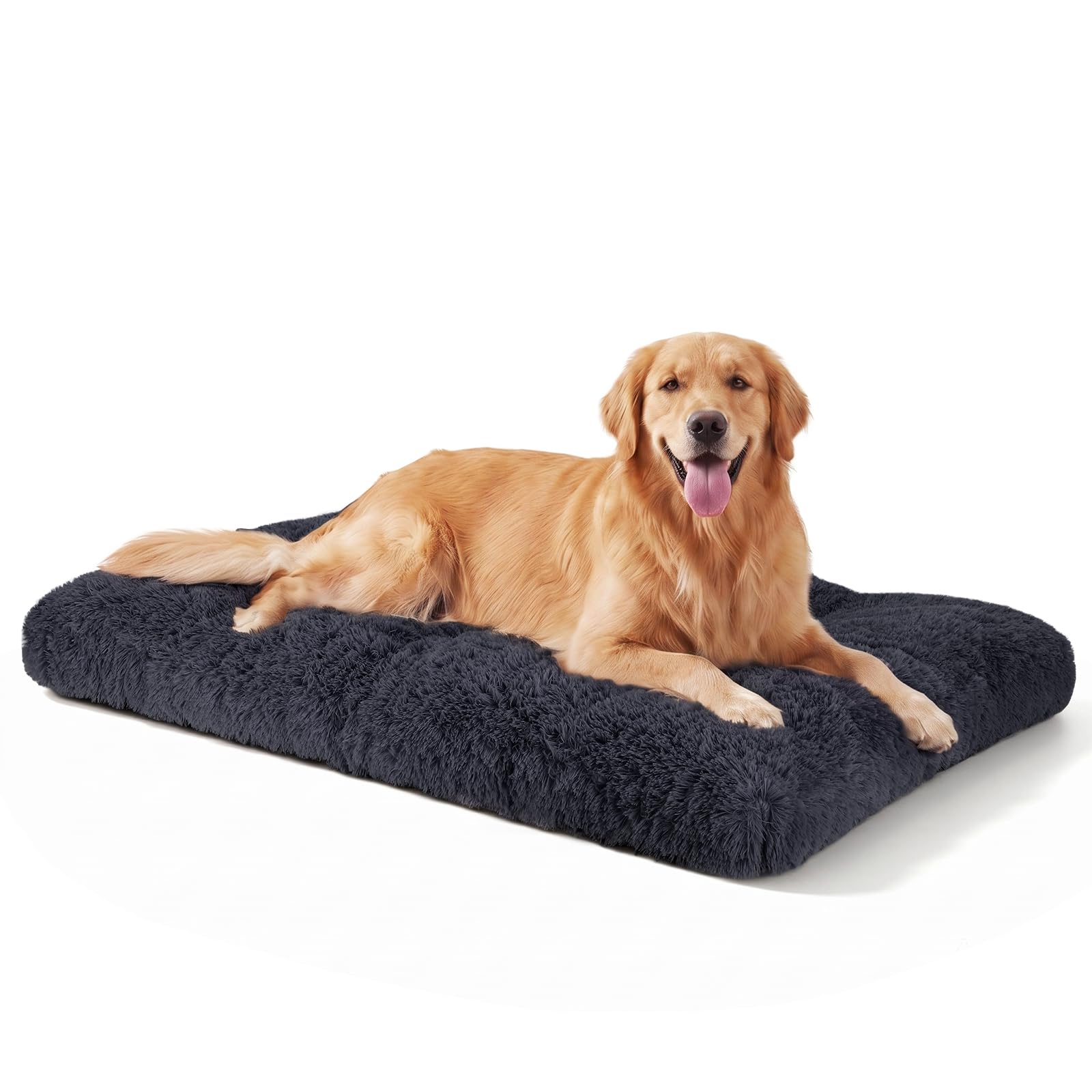 Cama lavable de felpa de lujo para perro grande JOEJOY almohadilla gris con base antideslizante