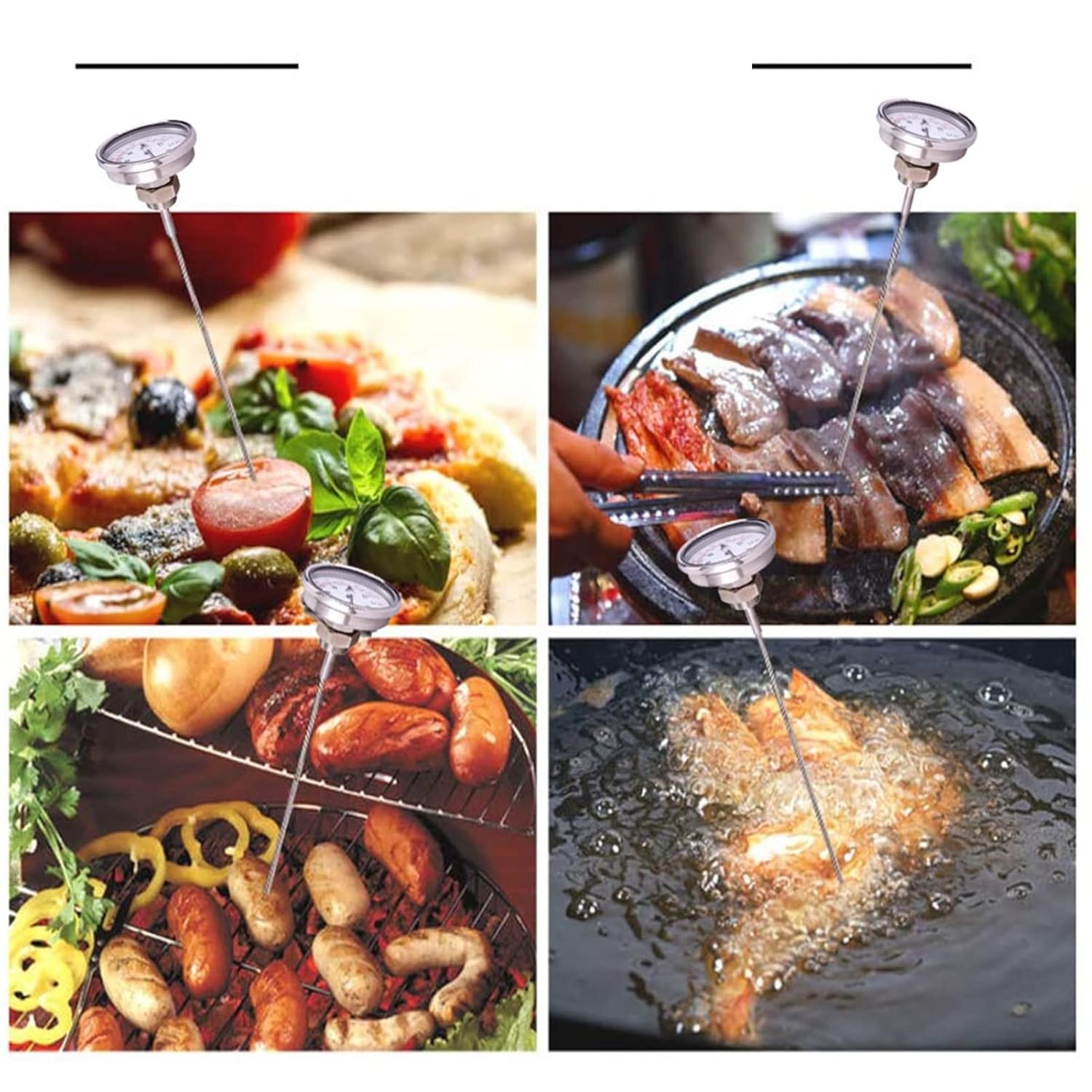 Zerodis Barbecue BBQ Pit Smoker Grill Termometro Temp Gauge Termometro da Esterno in Acciaio Inox Termometro da Forno (0 ° C - 120 ° C)