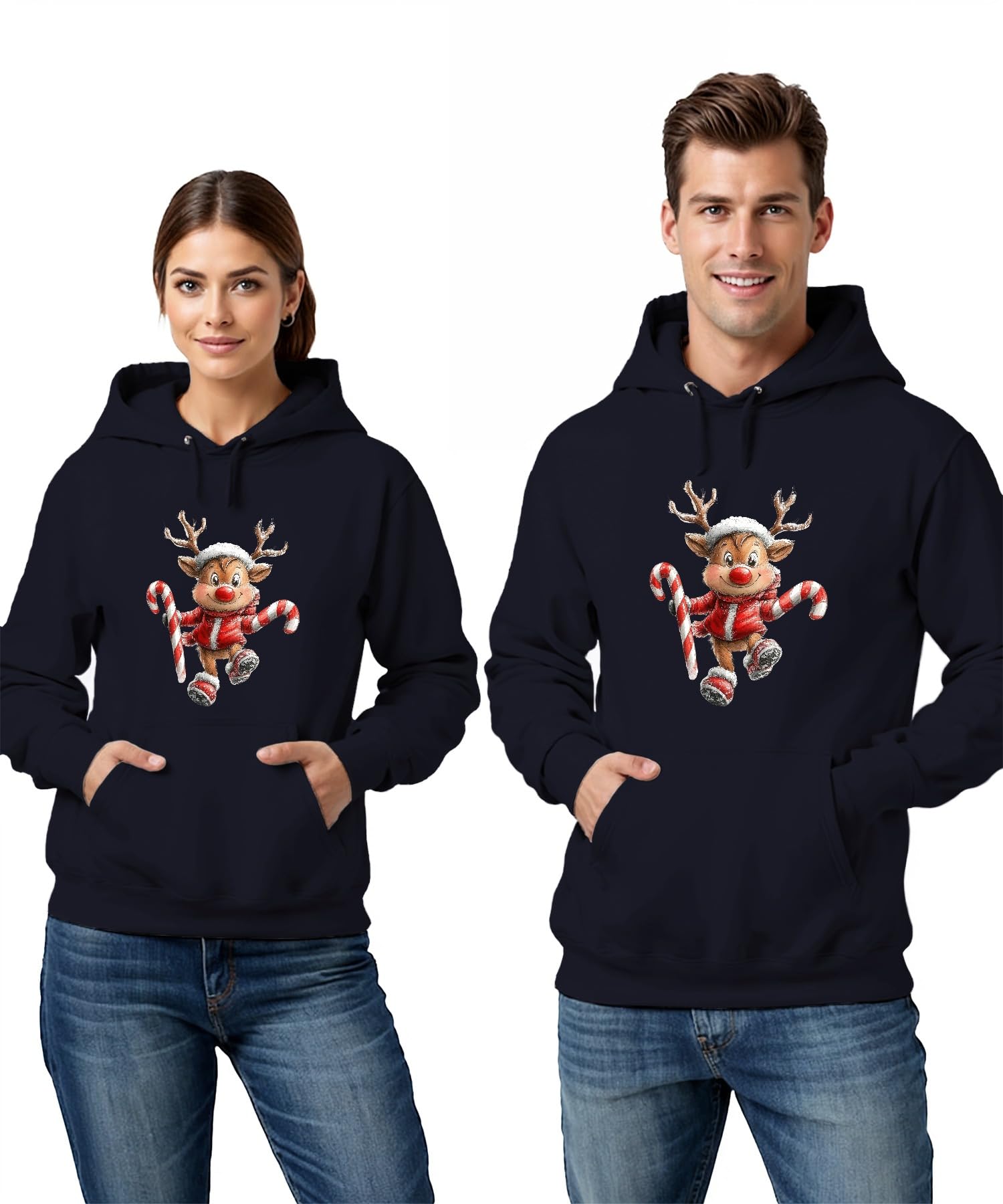 Świąteczny renifer czerwony nos zabawny prezent dla dzieci retro unisex bluza z kapturem bluza z kapturem