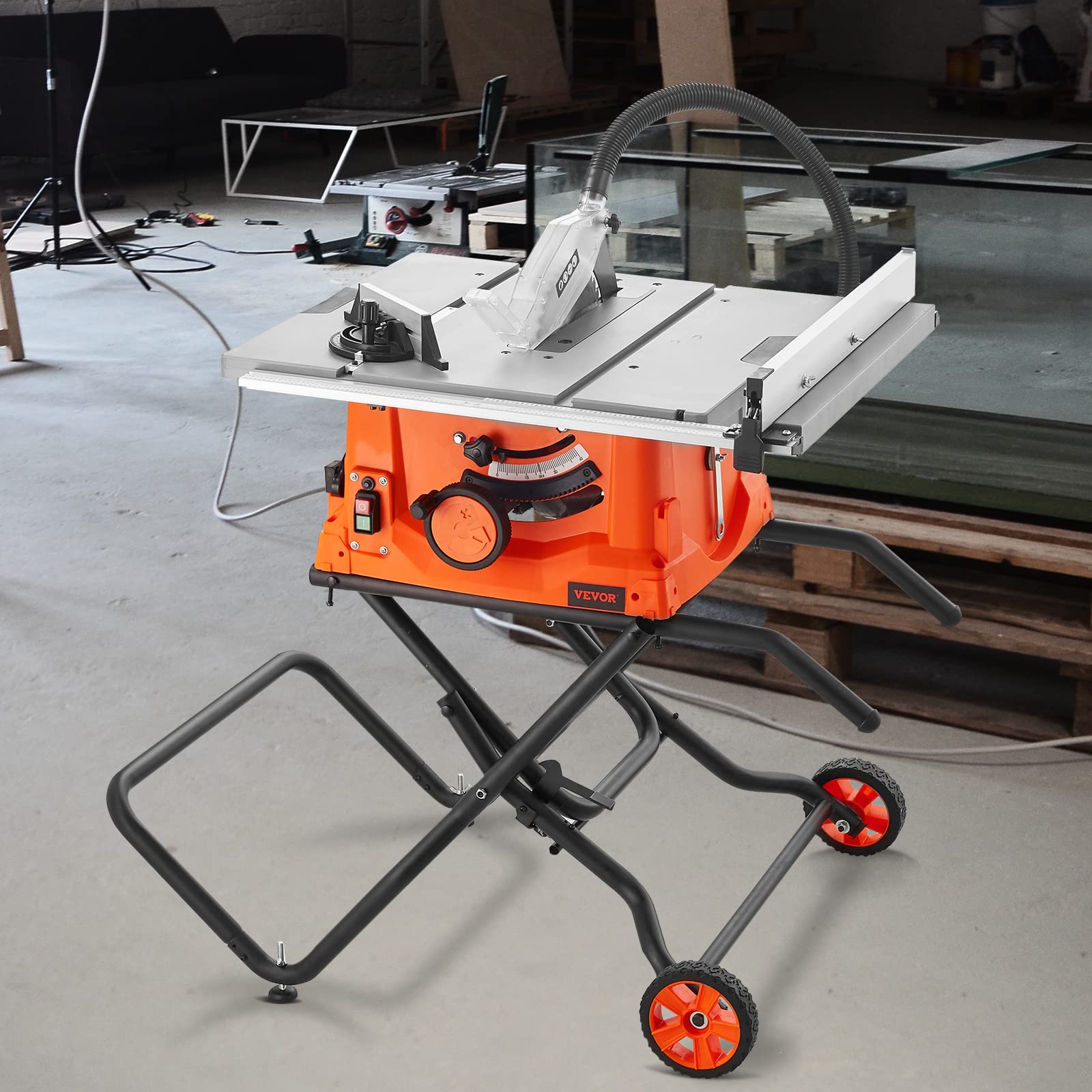VEVOR Sega circolare da tavolo 4800 giri/min, sega da tavolo 1800 W, 85 mm a 90° sezione 55 mm con taglio obliquo a 45°, battuta angolare -60˚, ideale per il taglio di legno e progetti di lavorazione