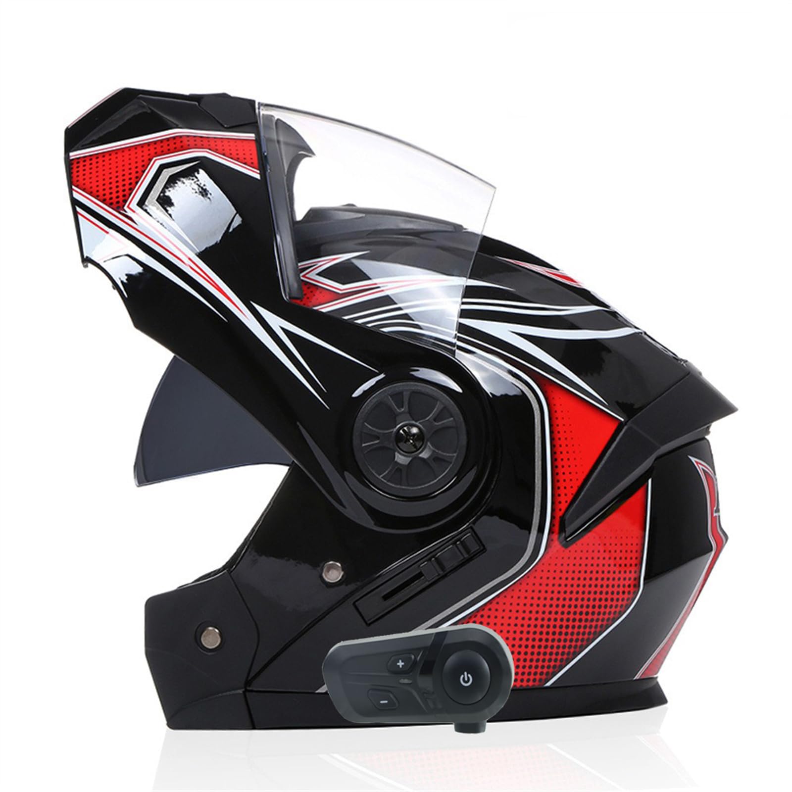 ZHTBATE Modular Motorbike Helmet with Bluetooth and Microphone, Flip Up Front Motorcycle Helmet with Double Visor, ECE Approved Full Face Helmet, Crash Helmet for Automatic Answering