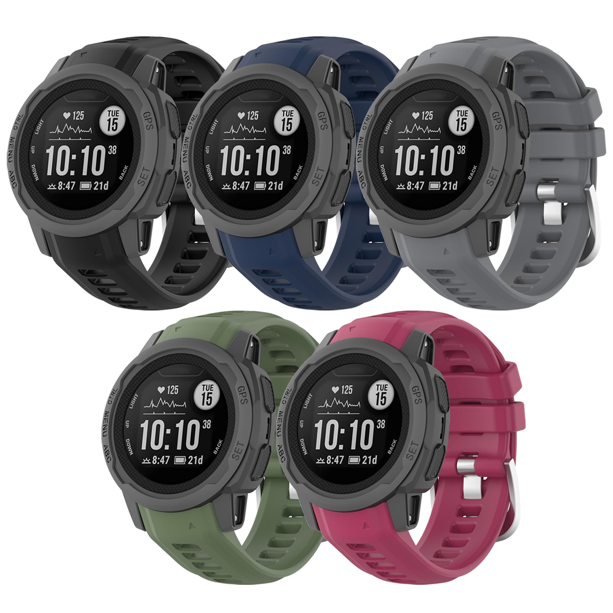 Correa para Garmin Instinct 2S, correa de repuesto de silicona suave para Garmin Instinct 2S Solar (sin rastreador)