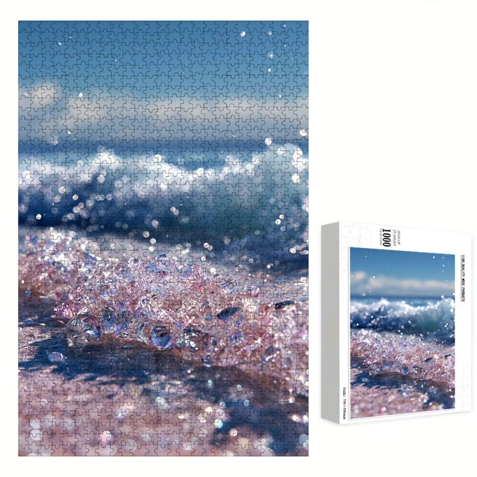Puzzle 2000 elementów - Ocean & Różowy - Trwałe drewniane puzzle z literami na plecach - Gra bez kurzu z plakatem - Model dla kolekcjonerów i powyżej 14 lat (75 x 105 cm) P3#1276