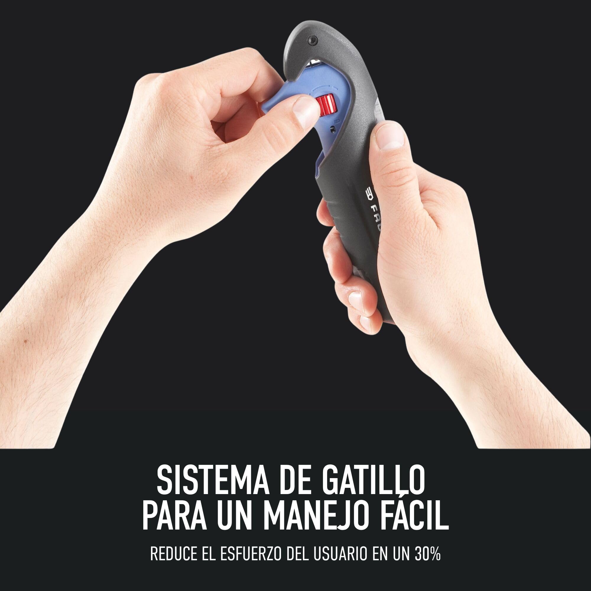 FACOM Herramienta para Desnudar Cables Multifunciones con Gatillo, Cutter de Seguridad, Cuerpo de Zamac, Hoja Auto-Pivotante, Enganche, 872271
