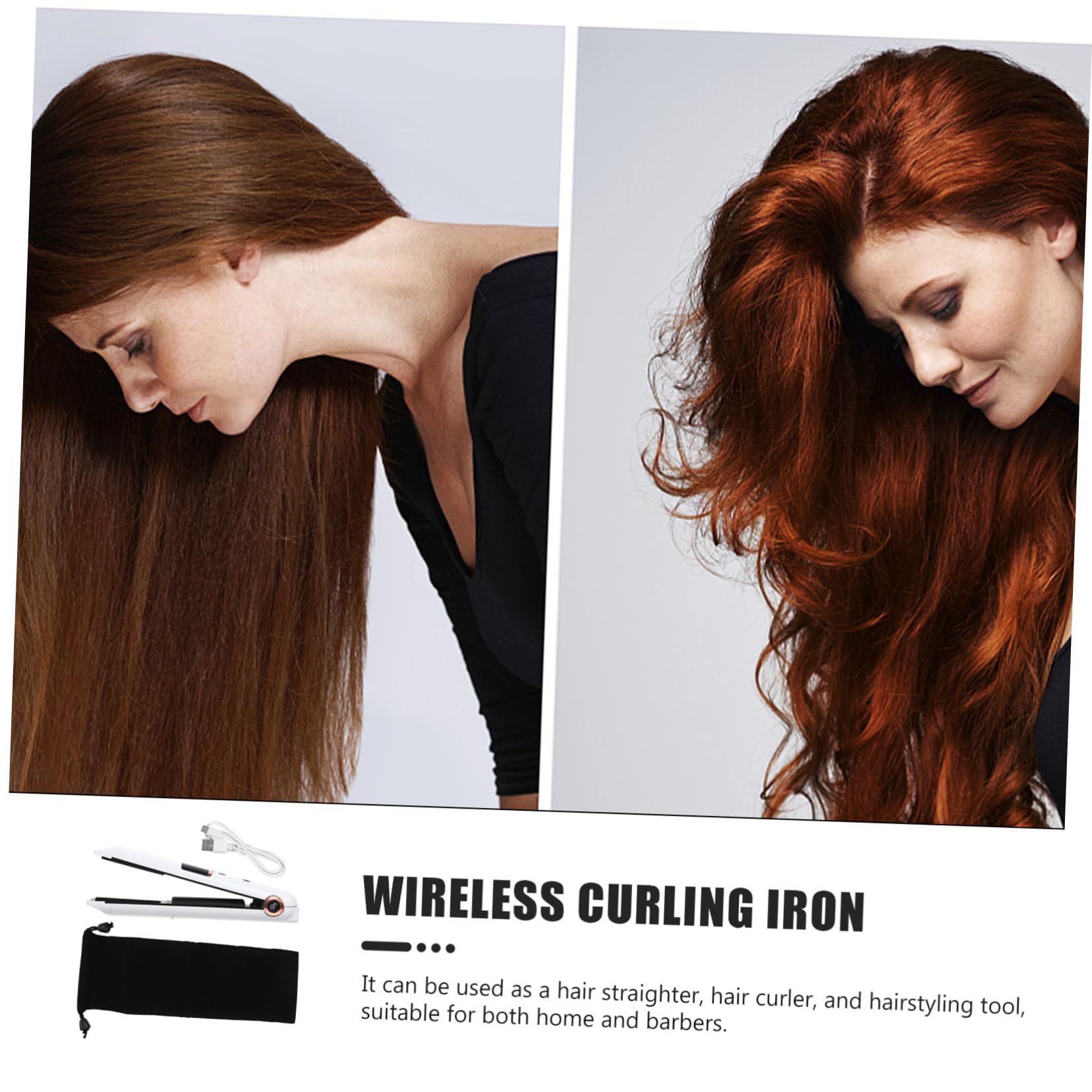 STOBAZA Fer à Lisser Boucler Sans Fil Taille Compacte Couleur Ivoire Réglable Pour Coiffure Voyage Usage Domestique