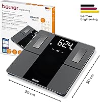 Vista 5 de Beurer BF500 Smart Body Analysis Scale with Bluetooth & App, Accurate Digital Diagnostic Scale Measures Body Fat, Muscle Mass, Caloric Needs, 396