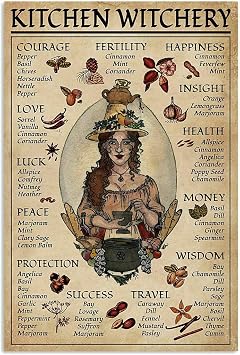 Vintage Metal Wall Poster 8x12 Inches Witch Poster Halloween Art Print Decor For Home Home Decor Art Wall Decor Tin/Metal Iron Sign
