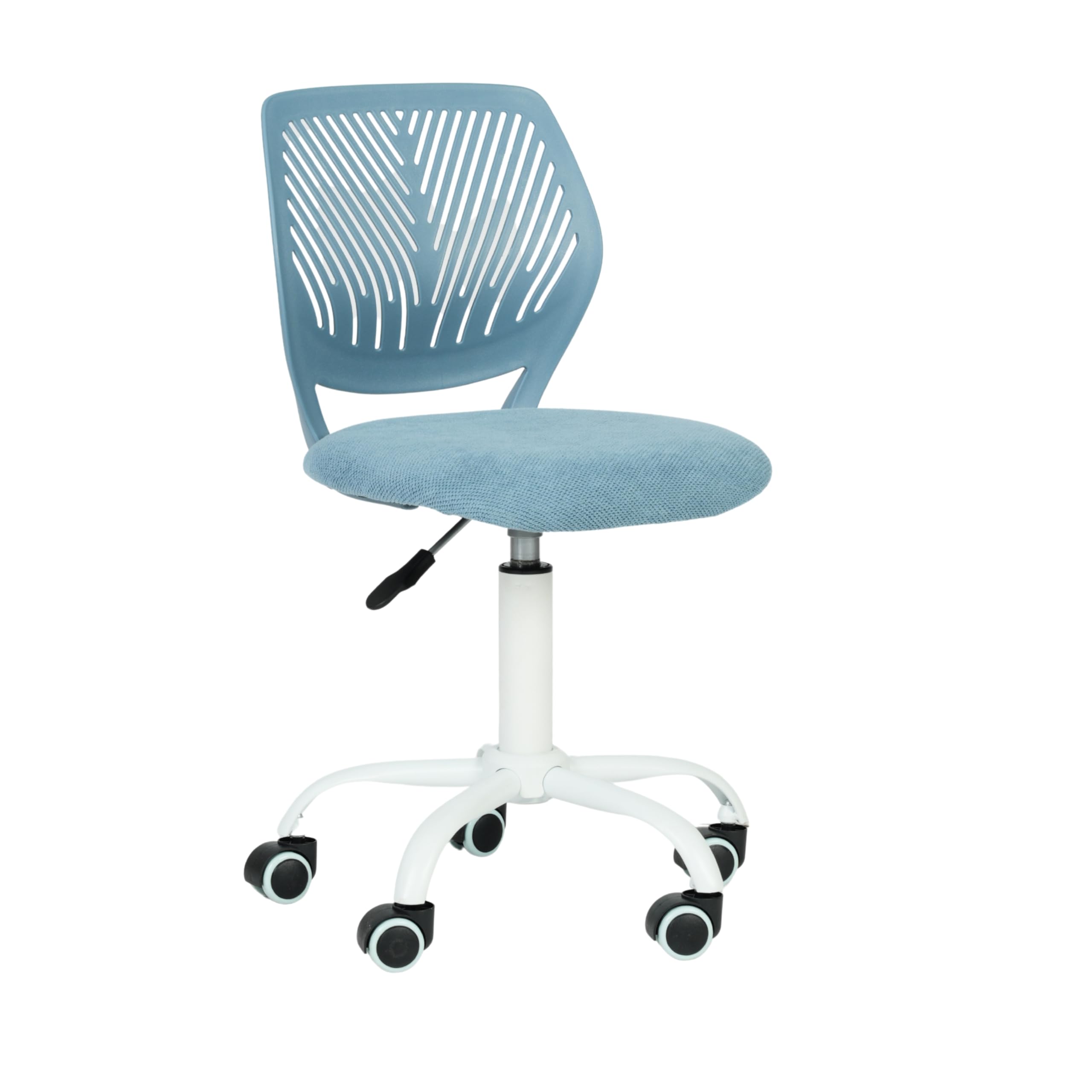 Homy Casa - Silla de escritorio de tela ergonómica giratoria sin reposabrazos, altura ajustable, silla de oficina en casa para niños y adolescentes, azul claro