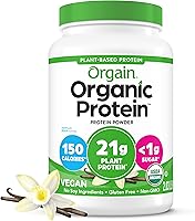 Orgain Organic Vegan Protein Powder Vanilla Bean 21g Plant Protein 6g Prebiotic Fiber No Sugar Non-GMO 2lb