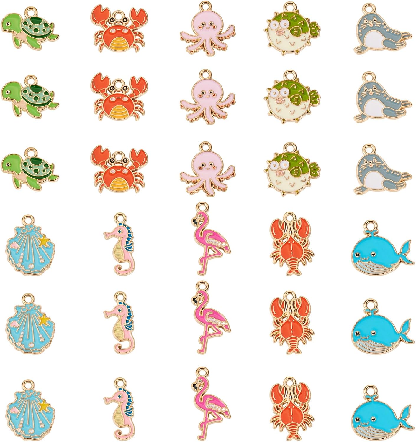 Craftdady 60 Pcs Ocean Theme Alloy Enamel Pendants Colorful Sea Animal Charms Octopus Whale Tortoise Cute Dangle Earring Pendants Craft Metal Charms for DIY Bracelet Necklace Keychain Making - Image 7