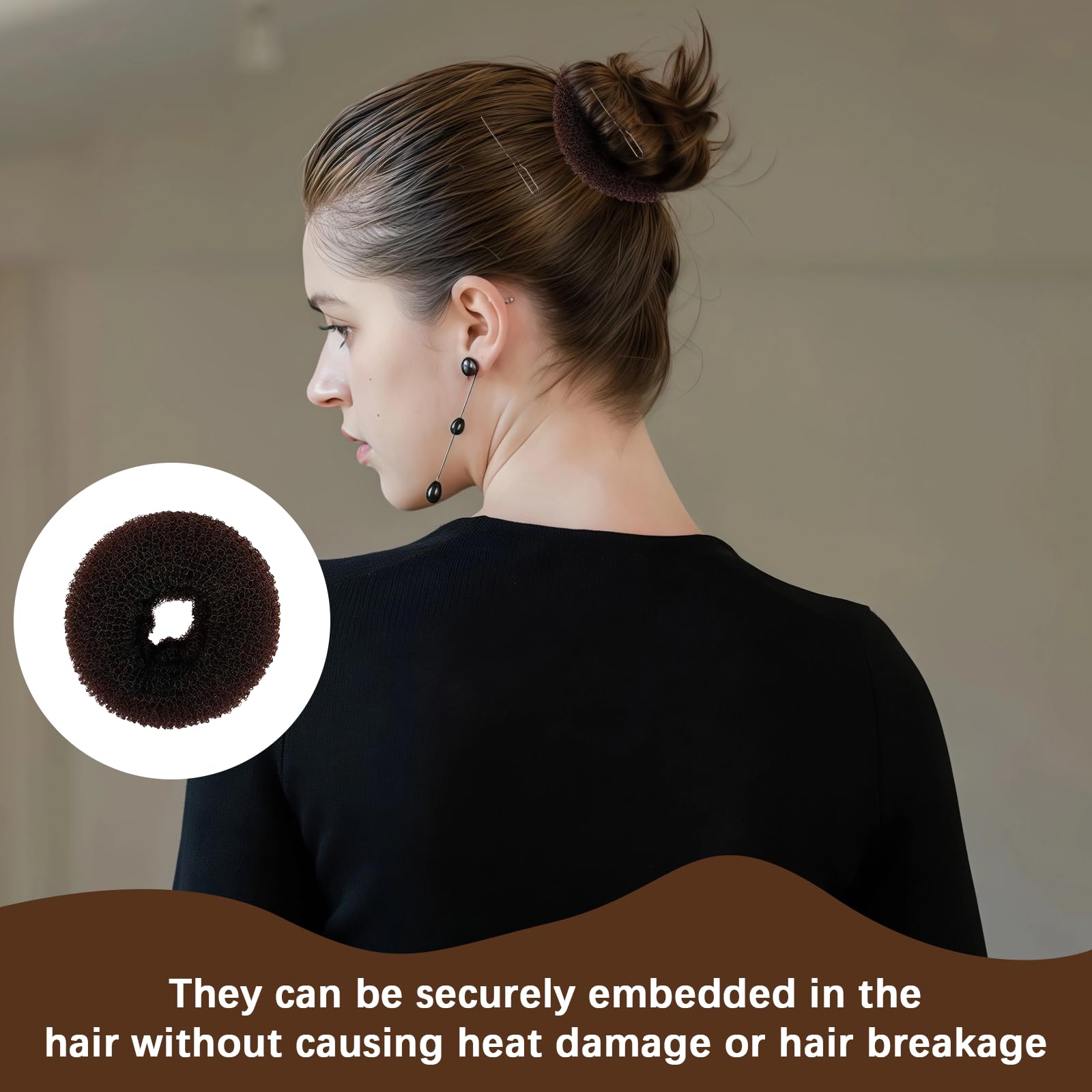 Lot de 24 Accessoires Chignon Danseuse Marron, Donuts, Élastiques et Pinces en U pour Pâques et Carnaval, Kit Coiffure Ballet et Spectacle, Idéal Mariage et École 2026