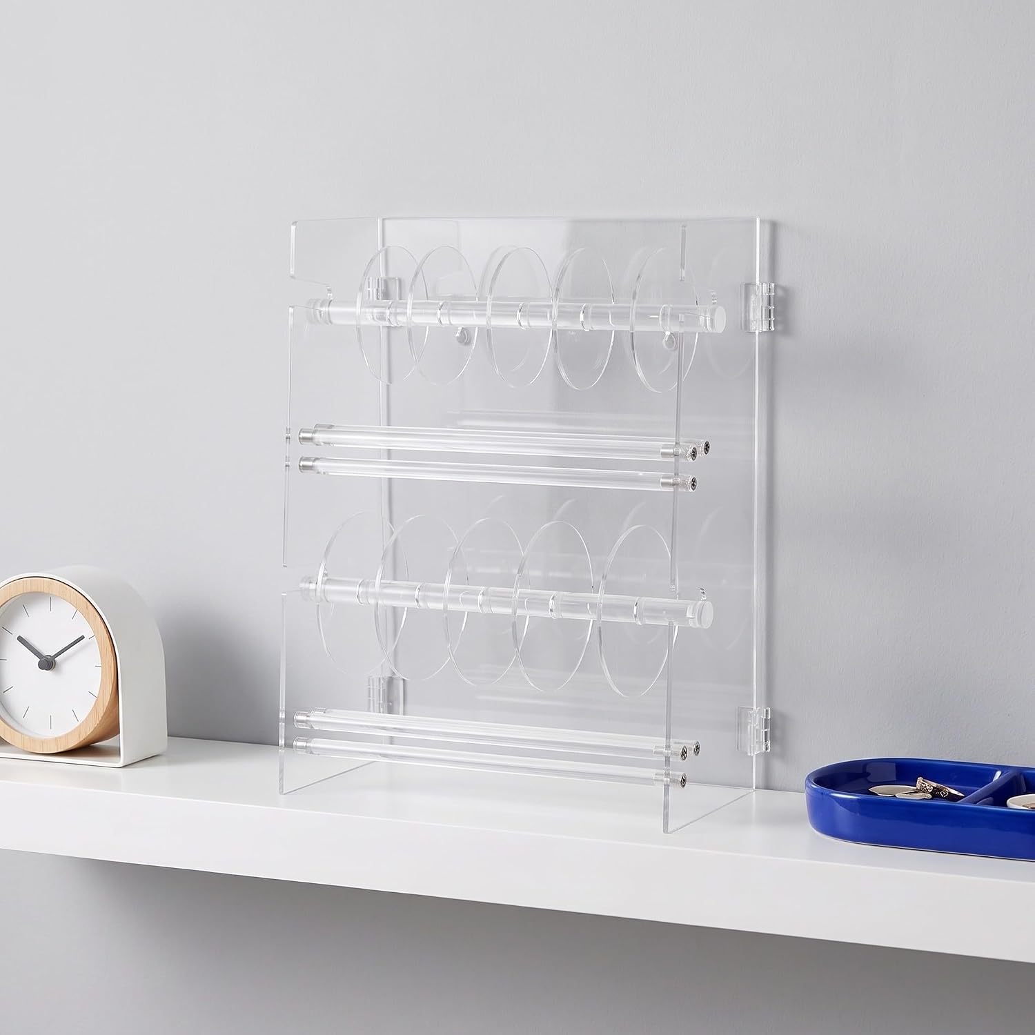 Adjustable Acrylic Sticker Roll Dispenser with 2-Tier 12 Disks
