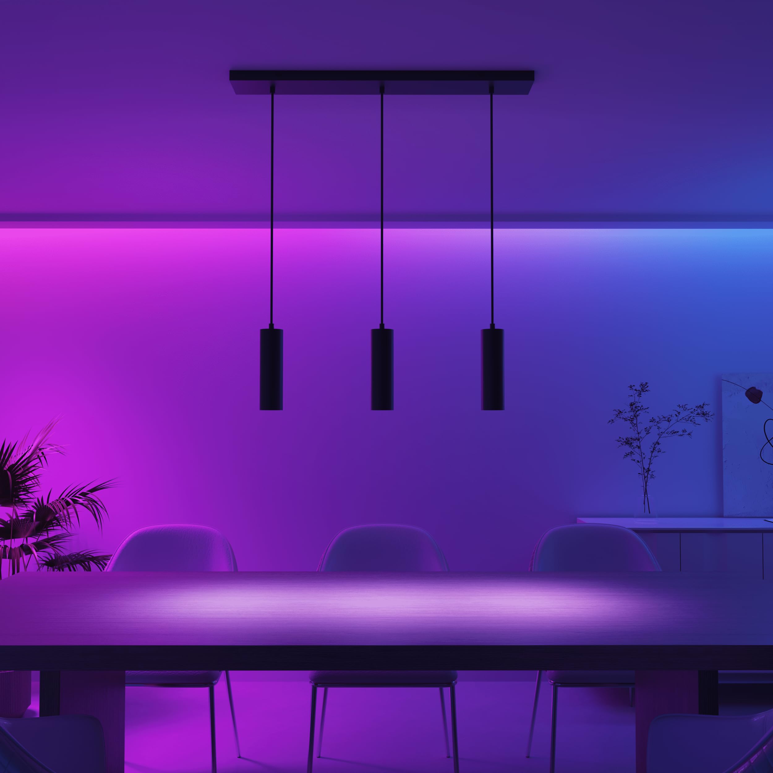 CALEX Smart LED Pendelleuchte, GU10, 3-flammig, höhenverstellbar, RGB-Farben & kalt- bis warmweiß Licht, dimmbar, WLAN App- & Sprachsteuerung, Matt Schwarz