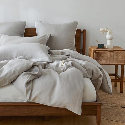 Miniatura 9 de King Linens - Fundas de almohada, 100% lino belga, lavadas a la piedra, color liso