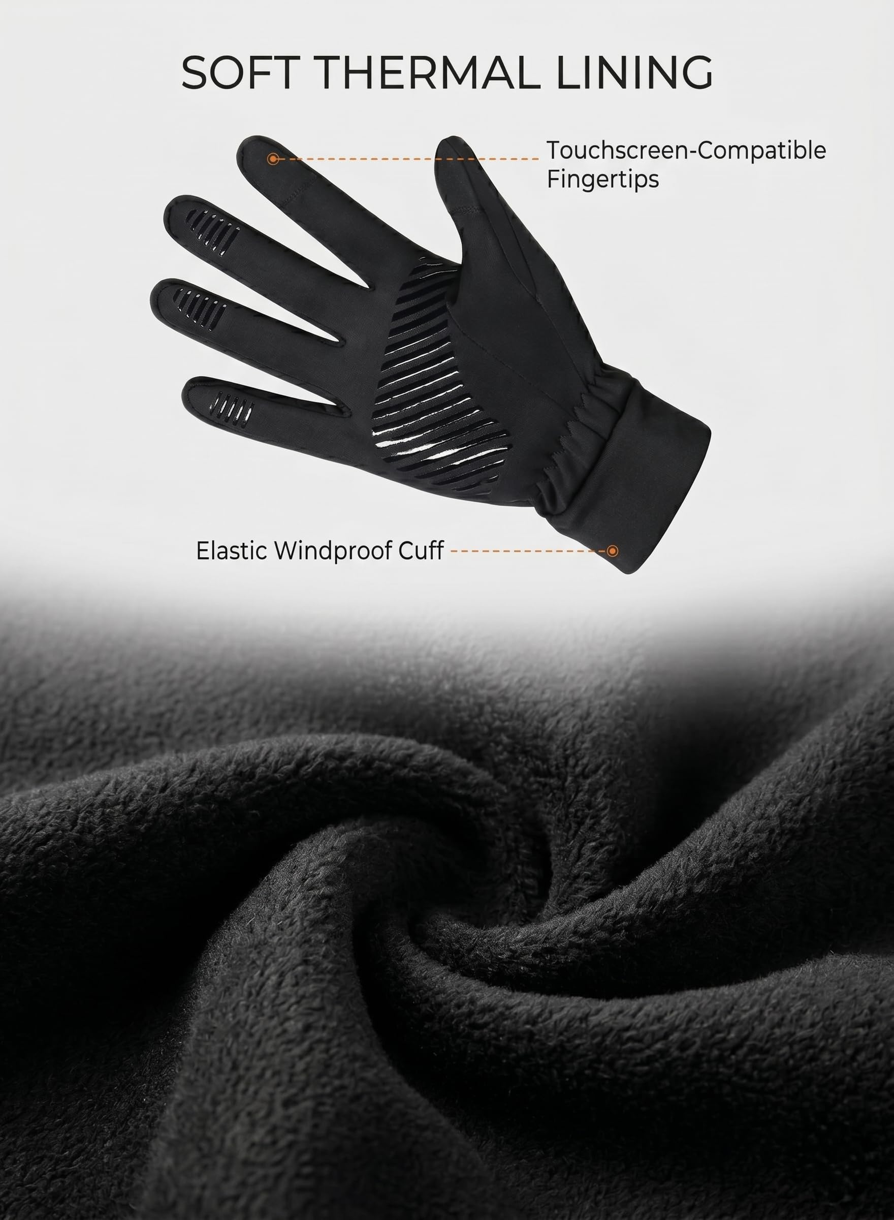 Guantes de ciclismo para hombre y mujer: guantes térmicos resistentes al viento con dedos para pantalla táctil, guantes de invierno unisex con forro cálido para clima frío, antideslizantes,