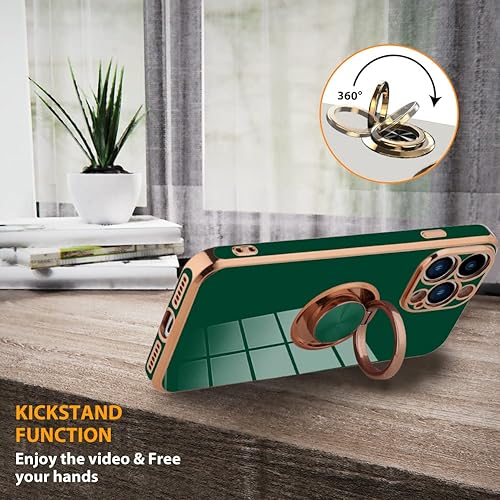Miniatura 6 de KANGHAR Funda compatible con iPhone 13 Pro Max de 6.7 pulgadas para mujeres y niñas, con anillo magnético integrado, soporte de anillo magnético