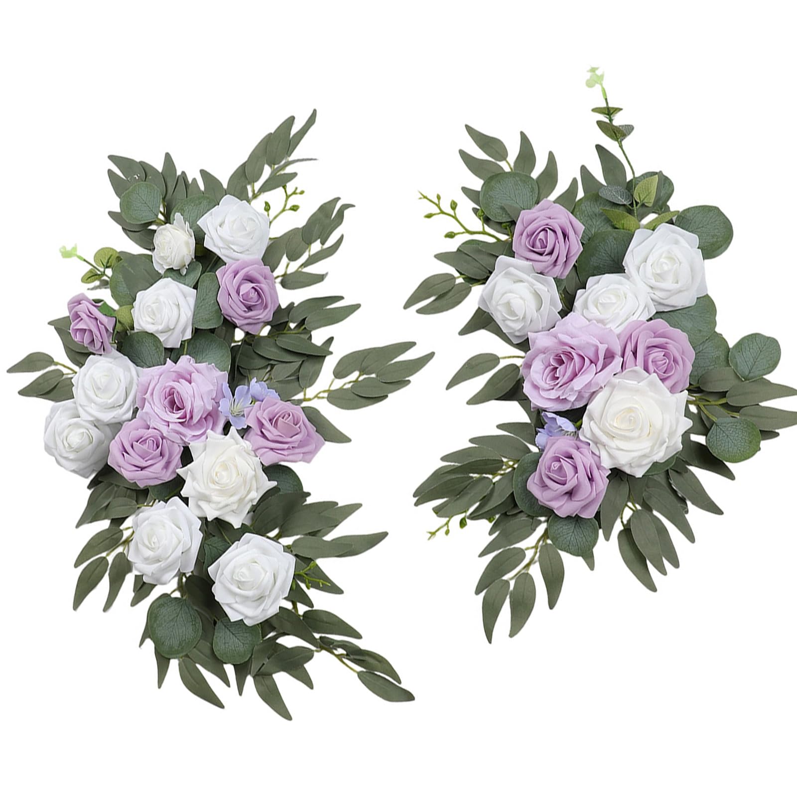 OSNIYAW 2Pcs Artificial Flower Swag Wedding Ceremony Sign Decoration for Wedding Reception Backdrops Sweetheart Table Decoration Silk Floral