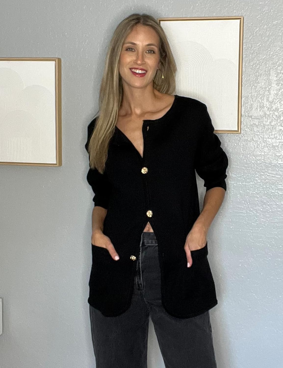 GRACE KARIN Sweater Blazers for Women 2025 Casual Button up Cardigan Sweater Open Front Knit Blazer Jacket with Pockets - Image 7