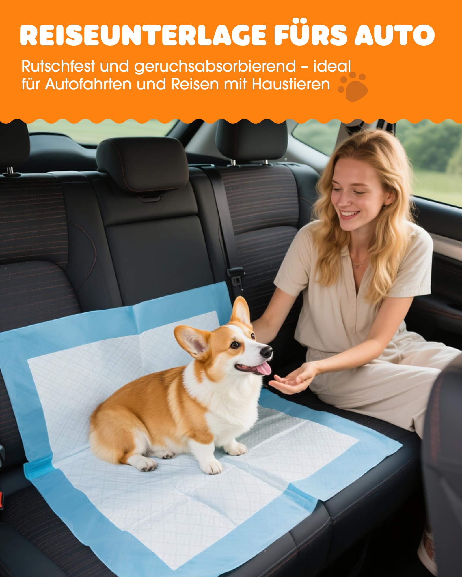Powools Welpenunterlagen - Saugfähige PIPI Matten für Hunde, Schnelltrocknende Trainingspads, Auslaufsichere Welpen Unterlagen für Boden, Möbel & Auto, 56 x 56 cm, 100 Stück