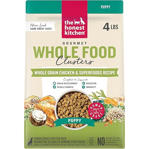 The Honest Kitchen Human Grade Dry Dog Food, Whole Food Clusters Puppy Whole Grain Dry Dog Food,Chicken, 4 lb Bag