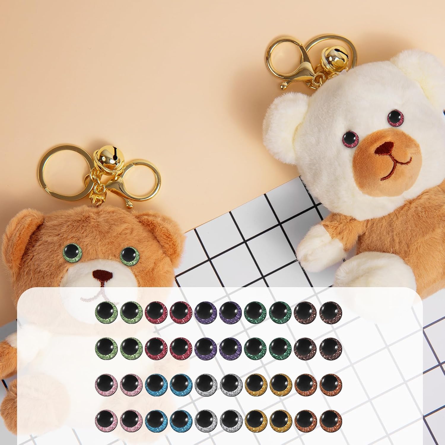 120 Pcs 3D Glitter Eyes for Crochet Animals, 12mm Plastic Safety Eyes for Amigurumi with Washers Craft Crochet Doll Eye for DIY Gifts Doll Decorations