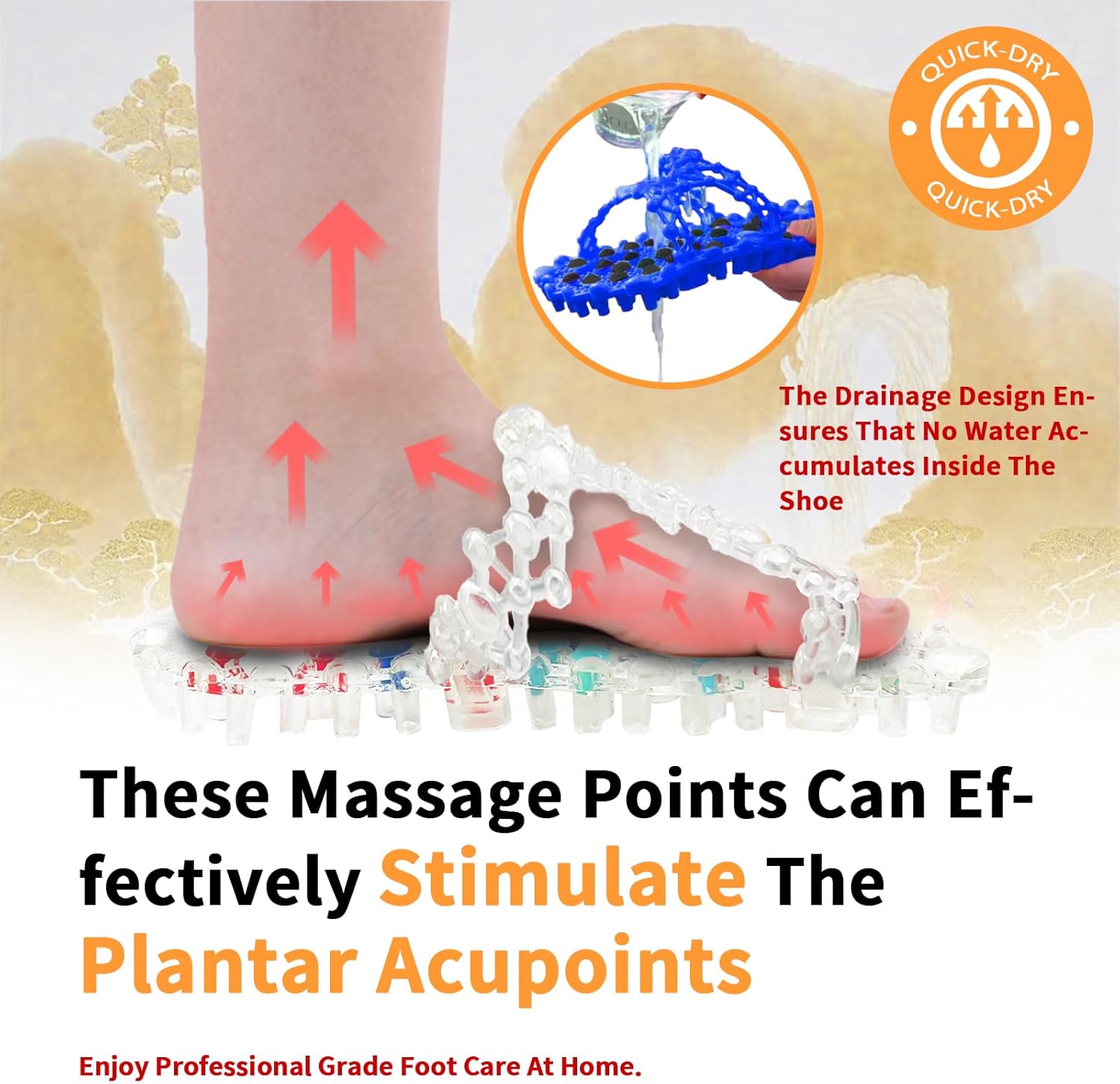 Acupressure Reflexology Circulation Slippers and Reflexology Socks with Tools, Foot Pain Relief Acupuncture Sandals,Massager Slippers for Plantar Fasciitis ,Stress Relief Gifts (White, S-Women (6-7)) - Image 3