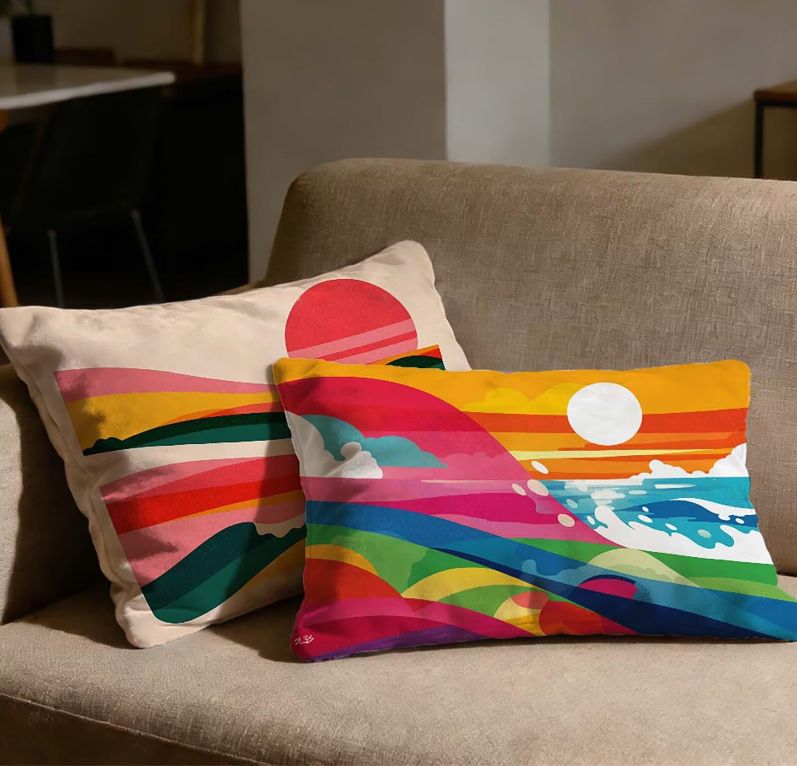 Taie oreiller 50x70 zippée lot de 2 housses velours anti-poussière pour grand coussin