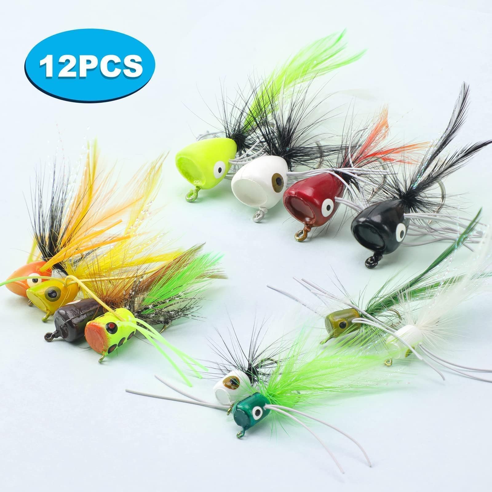 Ansnbo Fly Fishing Poppers Flies for Trout Bass Salmon Panfish Bluegill Crappie Fly Popper Lures