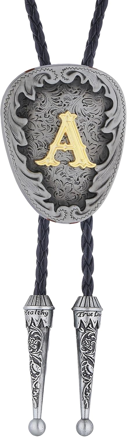 Bolo Tie for Men Initial A to Z Bolo Ties Cowboy Necktie with Letter for Men Women - Image 7