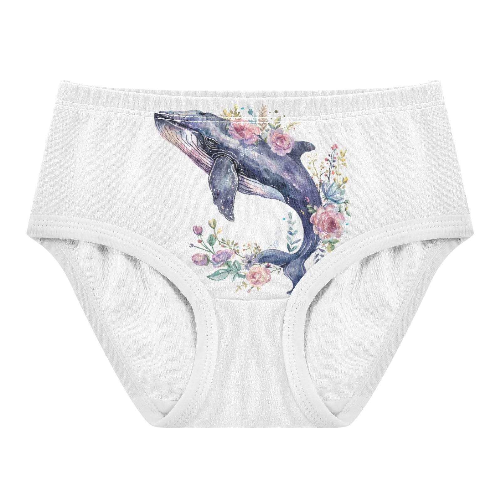 ALAZA Toddler Girls Cotton Hipster Underwear Soft Whale with Flowers 2 Pack 2T