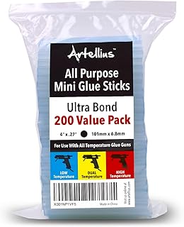 Mini Hot Glue Gun Sticks (Huge Bulk Pack of 200) 4" and 0.27 Diameter - Compatible with Most Glue Guns