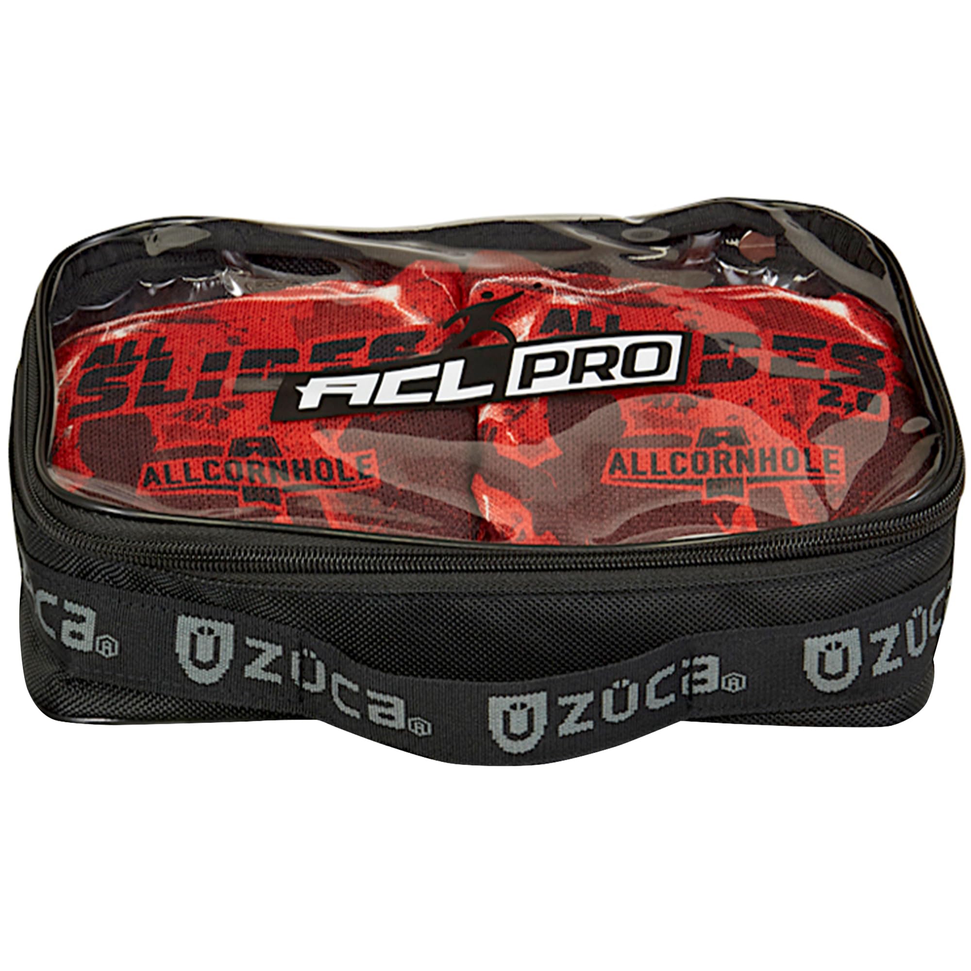 ZÜCA Cornhole ACL Pro Pouch - Cornhole Bag Utility Pouch - Fits 4 Cornhole Bean Bags - Durable Ballistic Nylon with Clear Vinyl Lining - Fit Handles of Cornhole Bag Carry Case