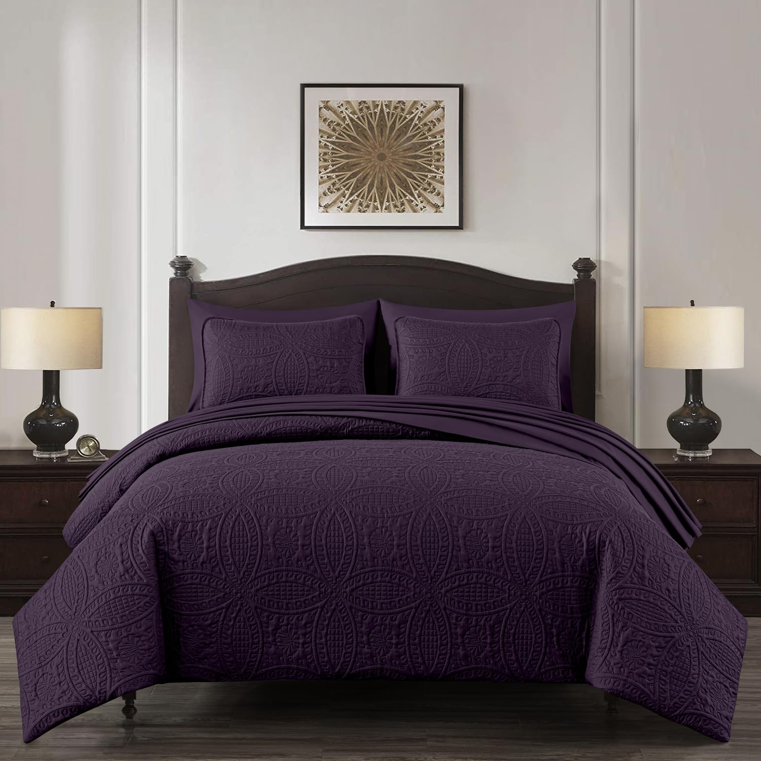 Amazon.com: Chezmoi Collection Liam Purple King Size Bed in a Bag ...