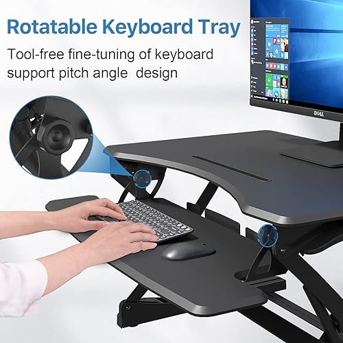 Miniatura 9 de Joy Seeker - Convertidor de escritorio de pie de 35 pulgadas, altura ajustable de pie, estación de trabajo de mesa de escritorio con bandeja ancha