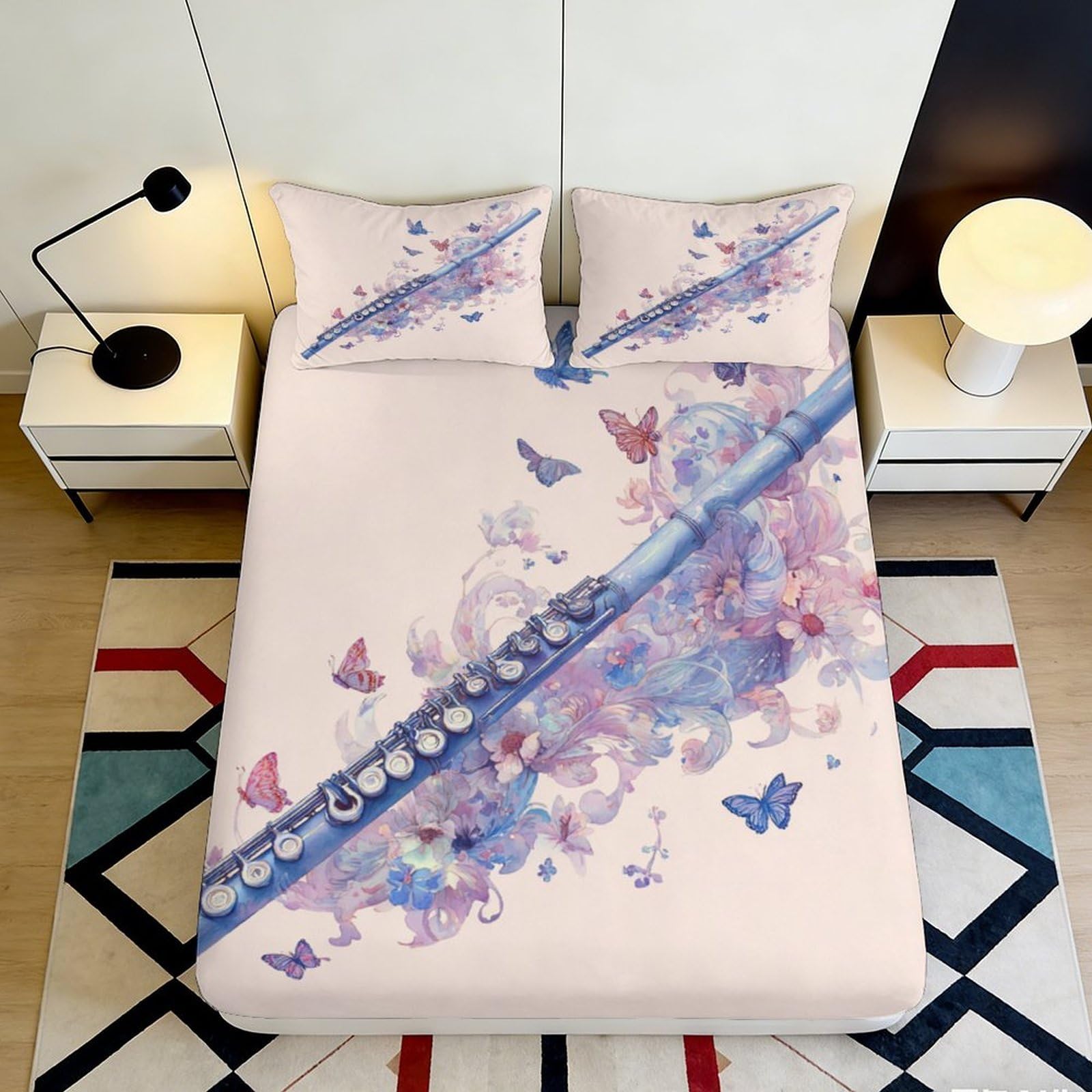 3D Printed Butterfly Dream Fitted Sheet Microfiber Deep Pocket Bedroom Set Butterfly Mattress Fitted Cover Non-Slip for Adults 140x200x25cm