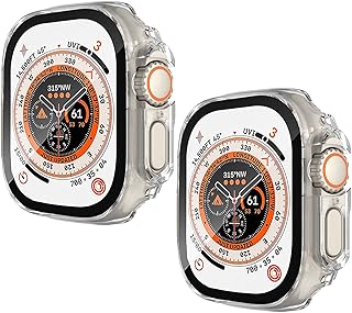 Yrzper Compatible with Apple Watch Ultra 2 49mm Screen Protector Case Hard PC All Around Scratch-Proof Screen Protector Cover Shockproof case for Apple Watch Ultra 49mm (2 Clear)
