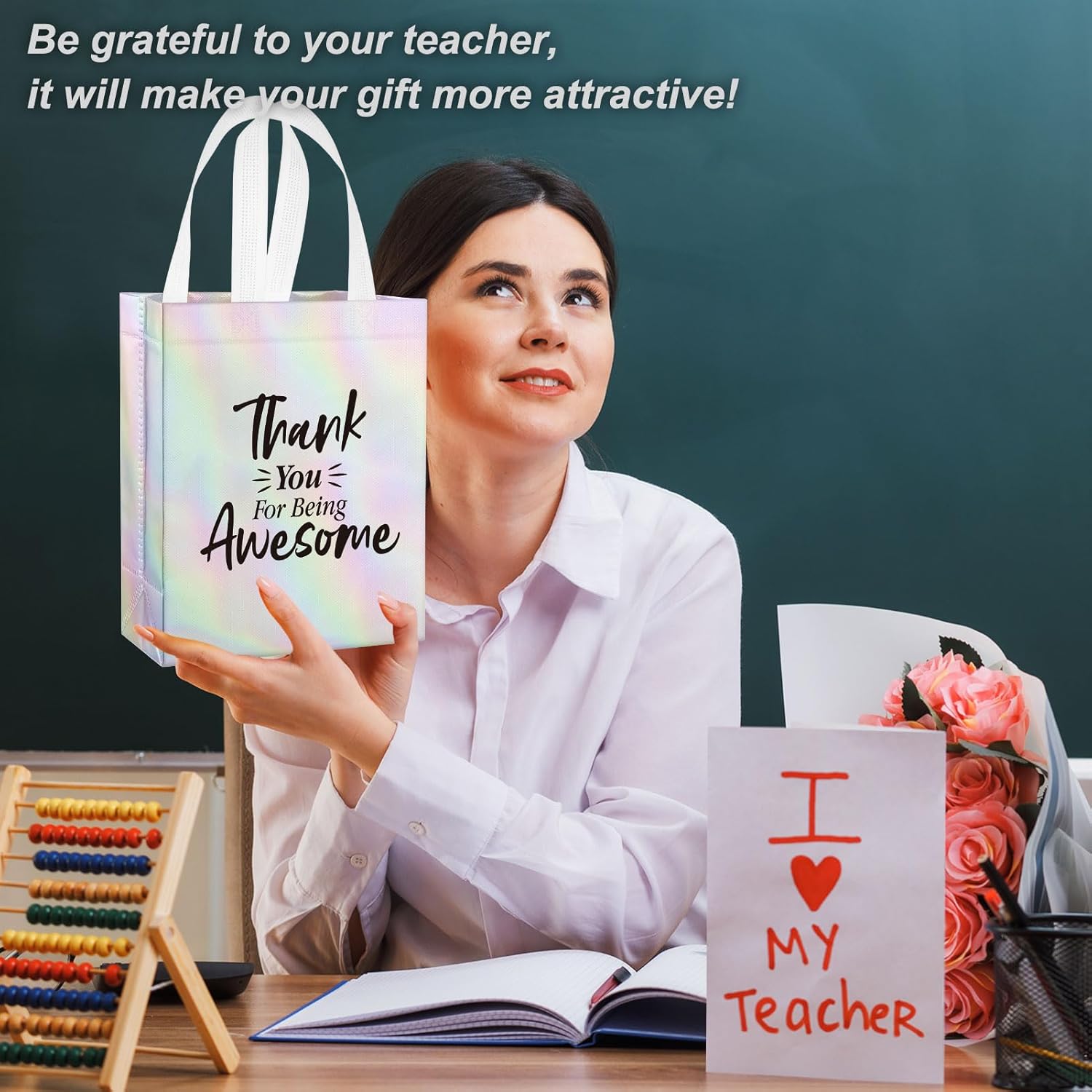 36 Pcs Thank You Reusable Gift Bags Employee Appreciation Gifts for Being Awesome Team Appreciation Gift for Teacher Student Coworker Secretary Assistant(Laser Silver, Awesome Style) - Image 7