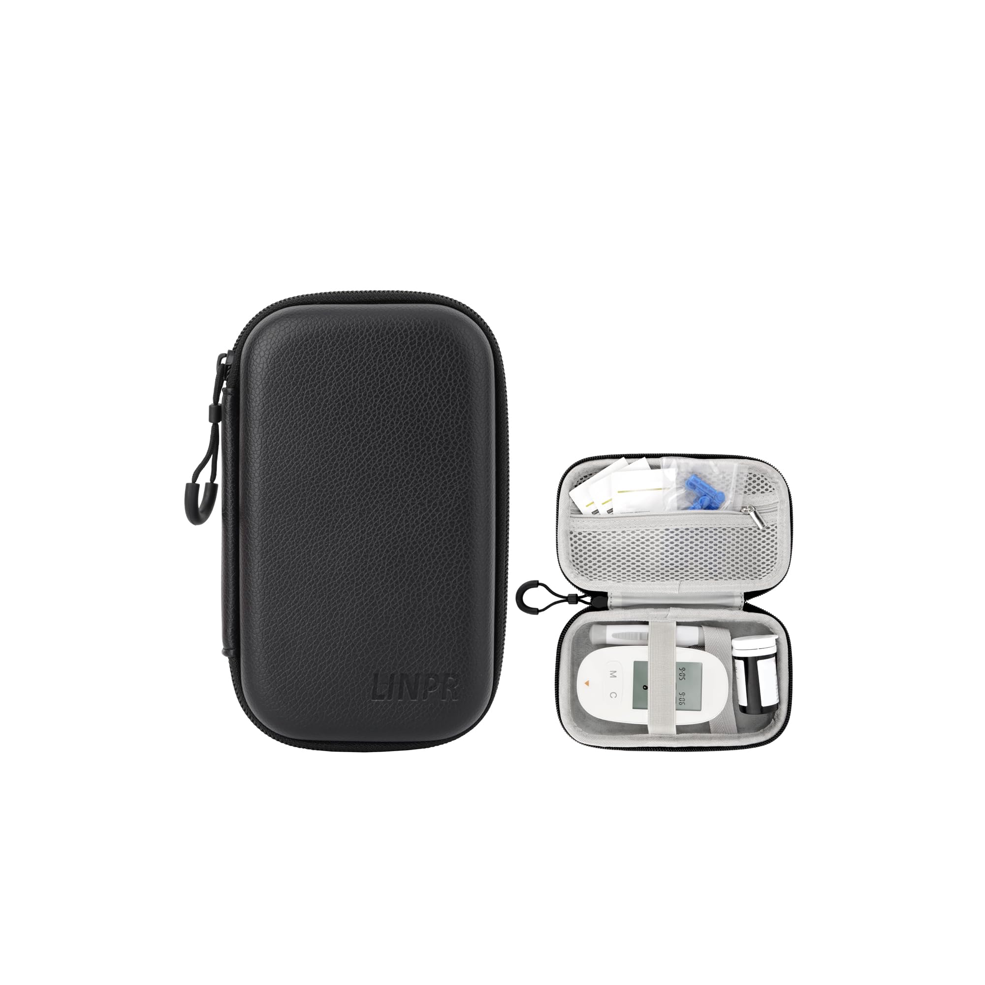 Torba dla Diabetyków, Glucose Meter Bag na Glukometr, Paski Testowe i Nakłuwacze, Futerał na Glukometr z Wodoodporny, Organizer do Codziennego Użytku i Podróży (Czarny)
