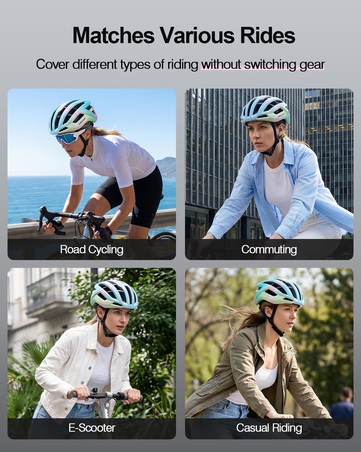 Odoland Adult Bike Helmet - Super Ventilation & Impact-Resistant Frame, Adjustable Dial System Lightweight Bicycle Helmet for Mountain, Commuting, Road Cycling