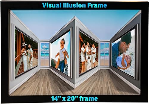 Vizilu Portarretratos 3D con ilusión de perspectiva inversa, pantalla de montaje en pared de alta calidad para fotos de 12 x 18 pulgadas, decoración