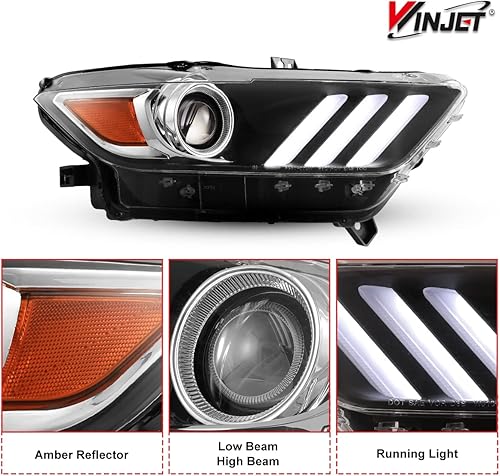 Miniatura 5 de Winjet Conjunto de faros delanteros LED para Ford Mustang 2015-2017  Ford Shelby GT350 2016-2020  Ford Shelby GT500 2020-2021 de repuesto para