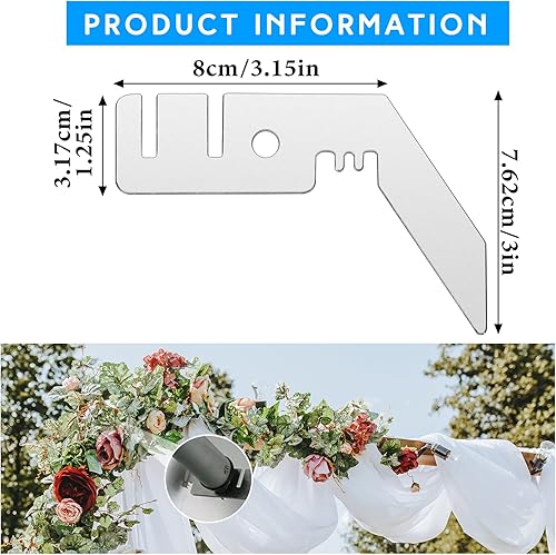 Miniatura 2 de Wenyrich Colgador de barra transversal doble de 3 pulgadas, 4 piezas, tubería y cortina, colgador de cenefa de boda para telón de fondo, portátil,