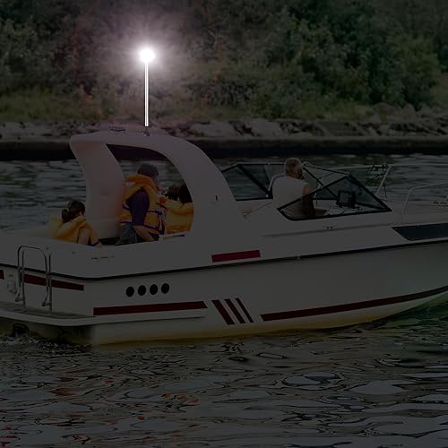 Miniatura 7 de Luces de popa de 23.6 pulgadas Bimini Top Fold Down Luces de navegación Led Todo Alrededor Luz de ancla blanca para barco USCG 2NM, para yate pontón