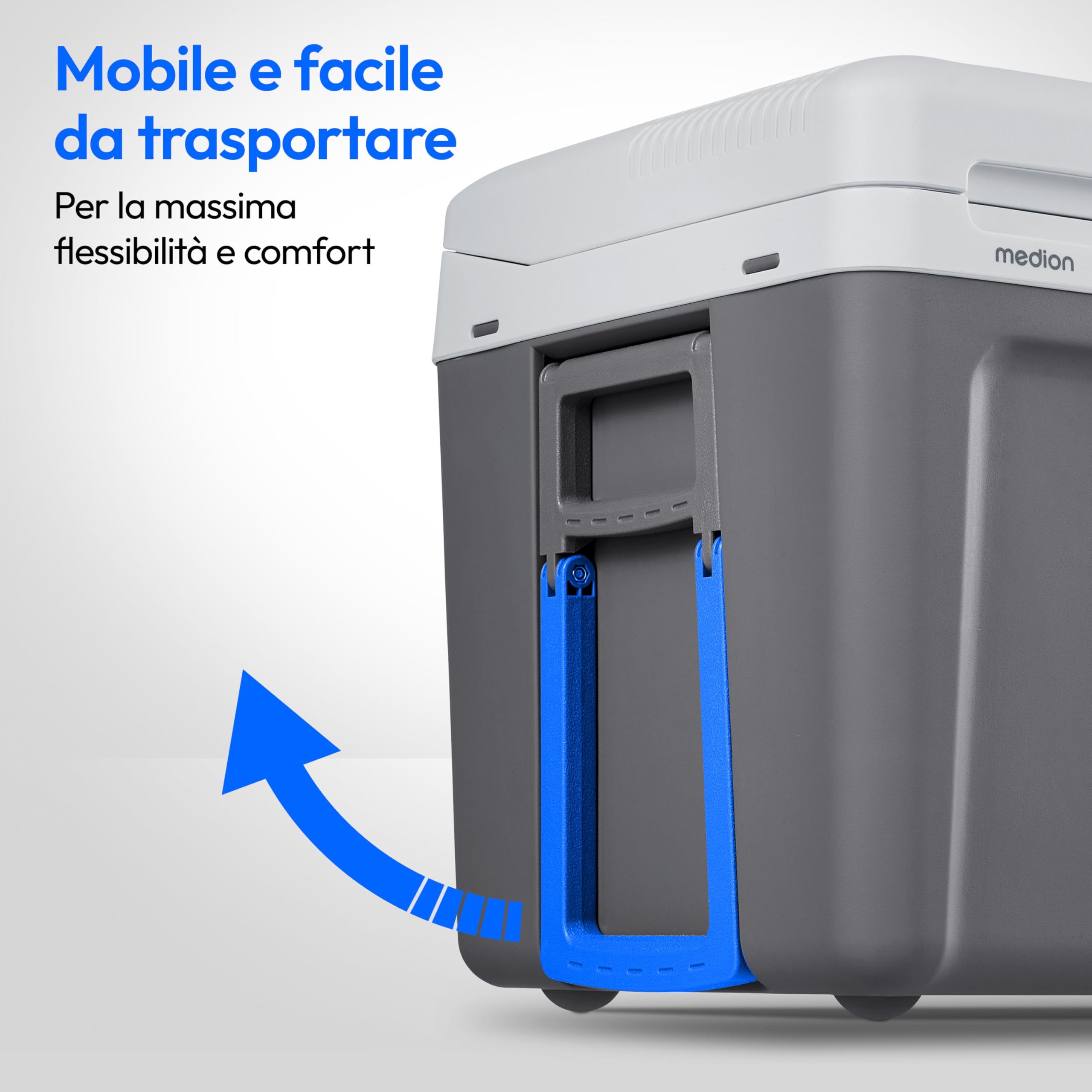 MEDION Frigorifero portatile con funzione riscaldamento (elettrico, 2 in 1 raffreddamento e riscaldamento, 40 litri, connessione 3 in 1 5V USB, adattatore per auto 230V e 12V, per auto, camion