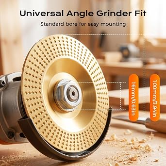 3PCS Tungsten Carbide Wood Carving Disc Set for Angle Grinder, Flat Curve and Beveled Grinding Wheel Attachments for Wood Shaping Sanding Polishing and Surface Finishing (3*Mix)