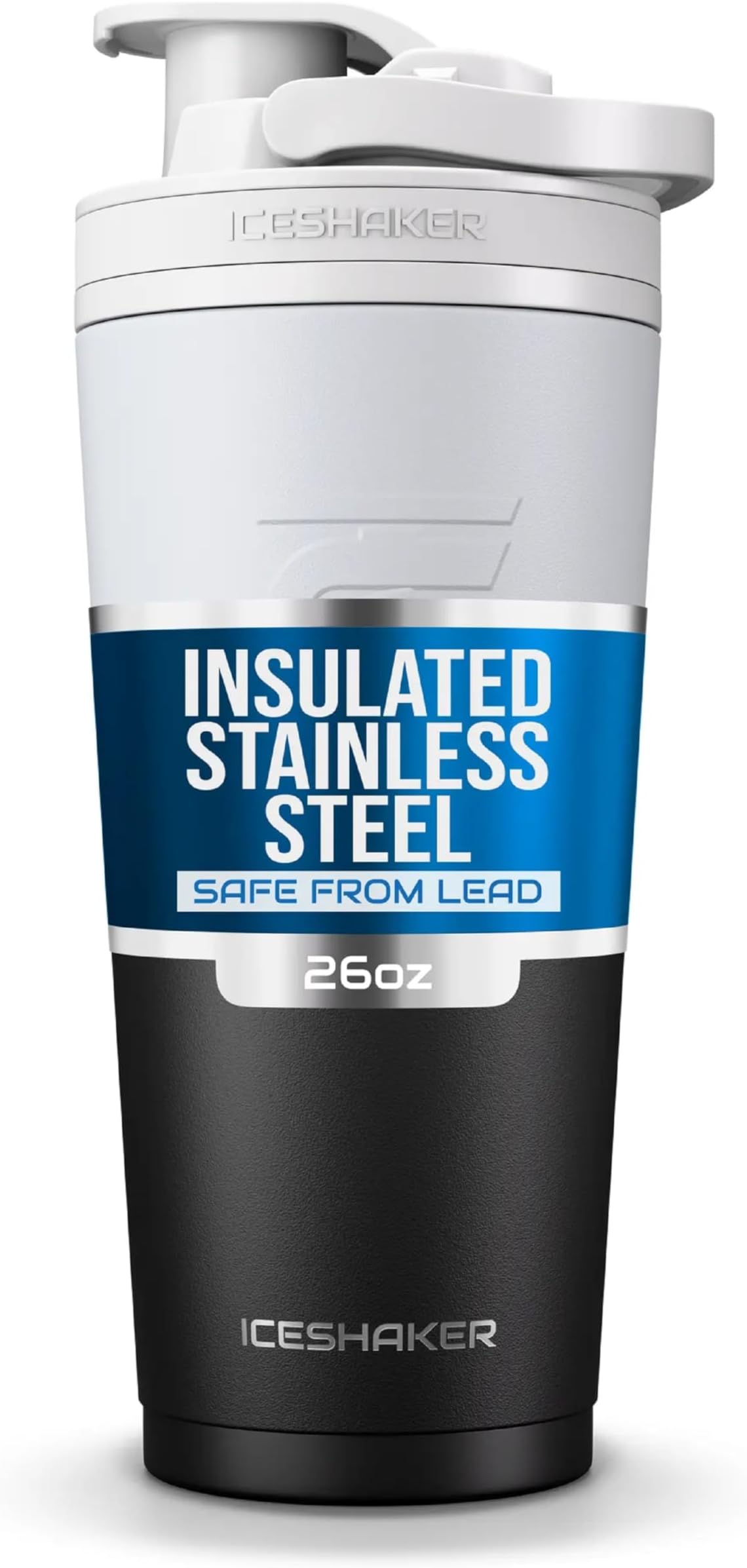 26oz Black & White Shaker bottle